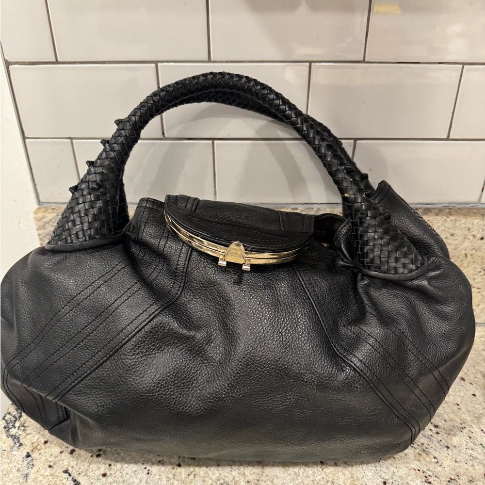 Fendi Black Leather Hobo Bag
